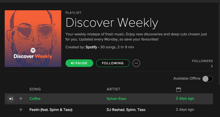Playlist Discover Weekly